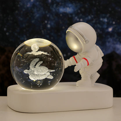 Glowing Planetary Galaxy Astronaut Crystal Ball