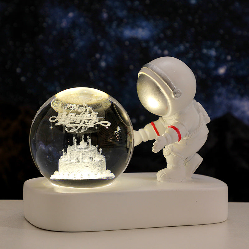 Glowing Planetary Galaxy Astronaut Crystal Ball