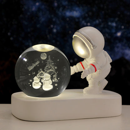 Glowing Planetary Galaxy Astronaut Crystal Ball