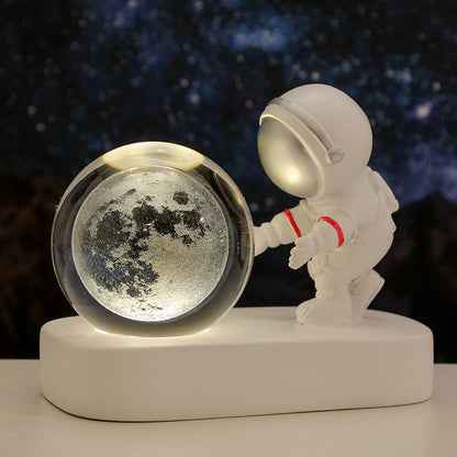 Glowing Planetary Galaxy Astronaut Crystal Ball