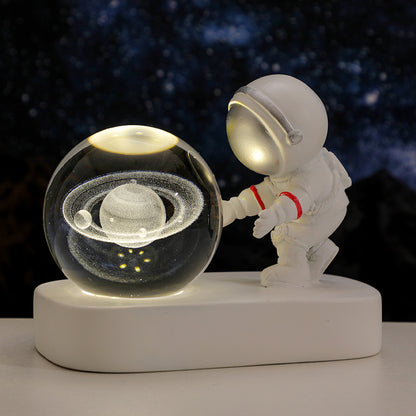 Glowing Planetary Galaxy Astronaut Crystal Ball