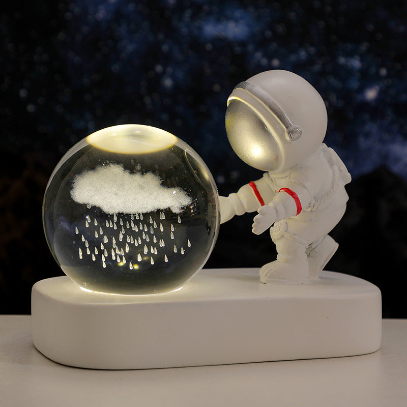 Glowing Planetary Galaxy Astronaut Crystal Ball