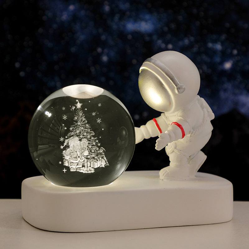 Glowing Planetary Galaxy Astronaut Crystal Ball