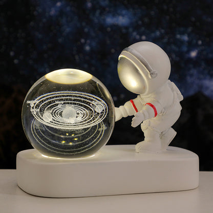 Glowing Planetary Galaxy Astronaut Crystal Ball