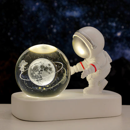 Glowing Planetary Galaxy Astronaut Crystal Ball