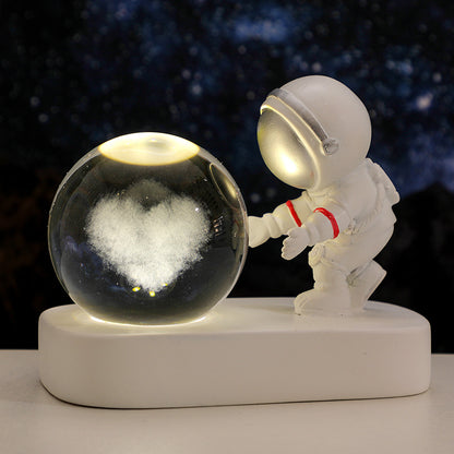 Glowing Planetary Galaxy Astronaut Crystal Ball