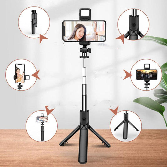 Compatible with Apple, Mobile Phone Selfie Stick Bluetooth Integrated Video Camera Bracket Telescopic Live Tripod Phone Stand For Phone Accessorie - Concept Gadgets