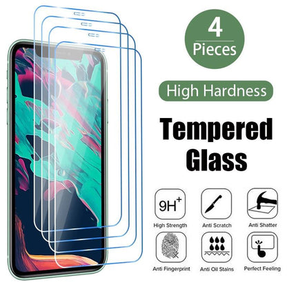 4PCS Tempered Glass for iPhone 13 12 11 Pro Max Mini Screen Protector - Concept Gadgets