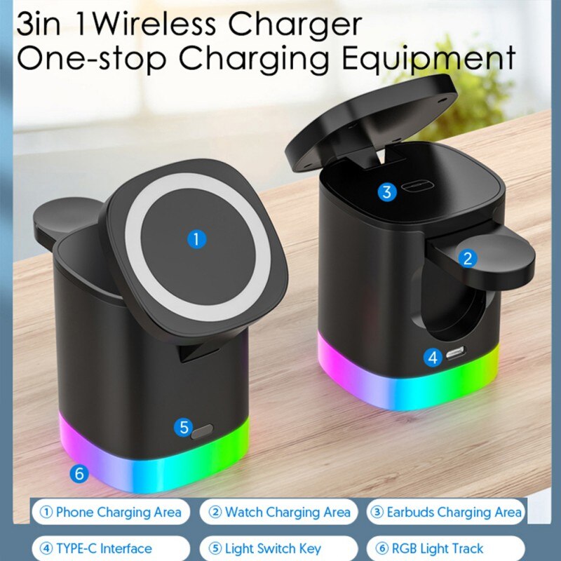 RGB 4 In 1 Magnetic Wireless Fast Charger